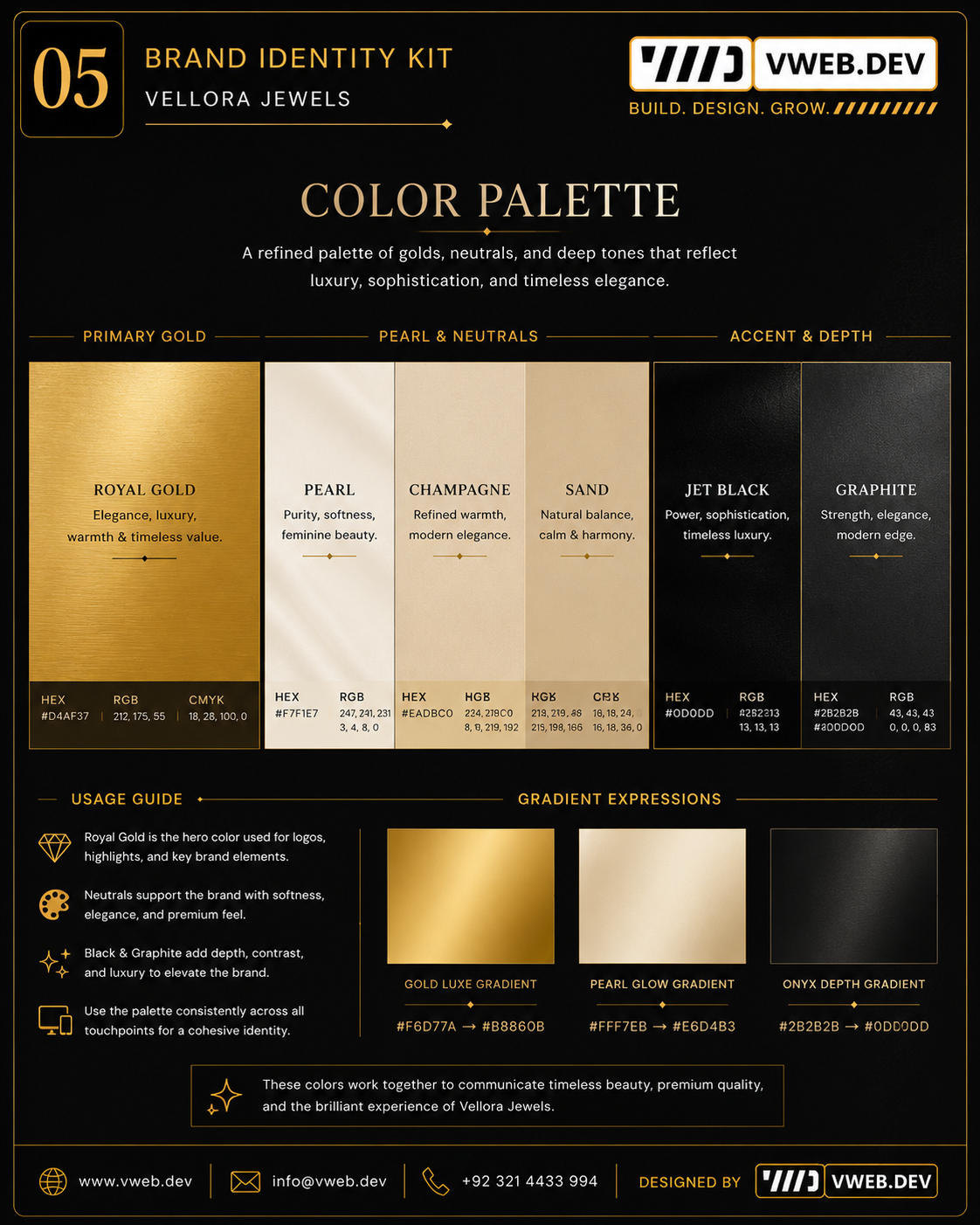 Vellora Jewels Identity — Gold, pearl and depth