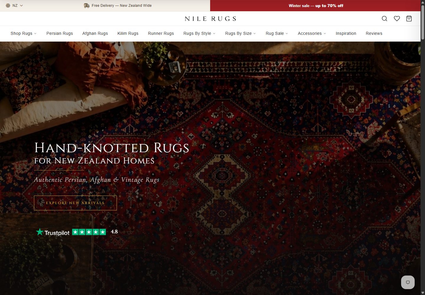 Nile Rugs website view 01