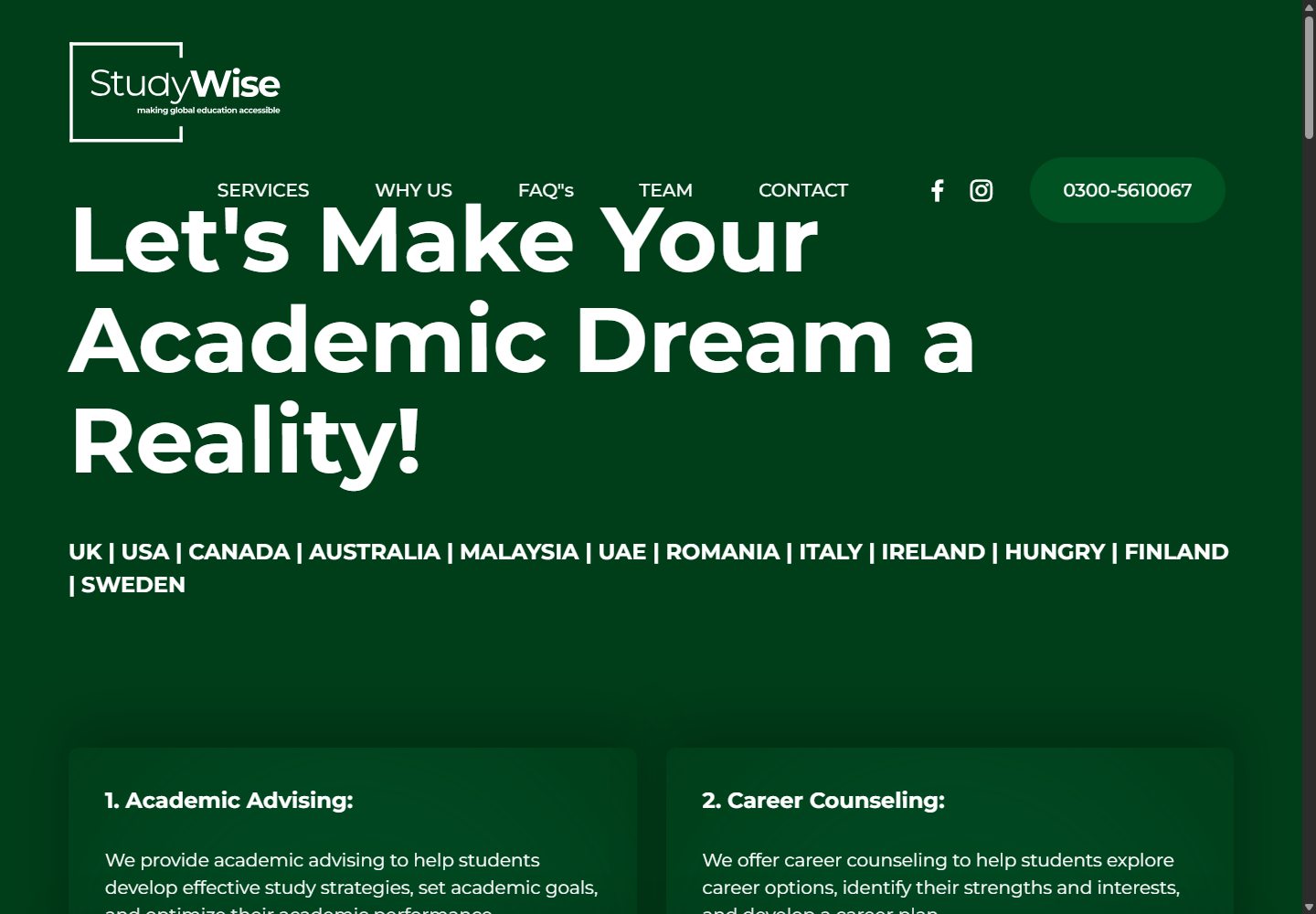 StudyWise full website preview