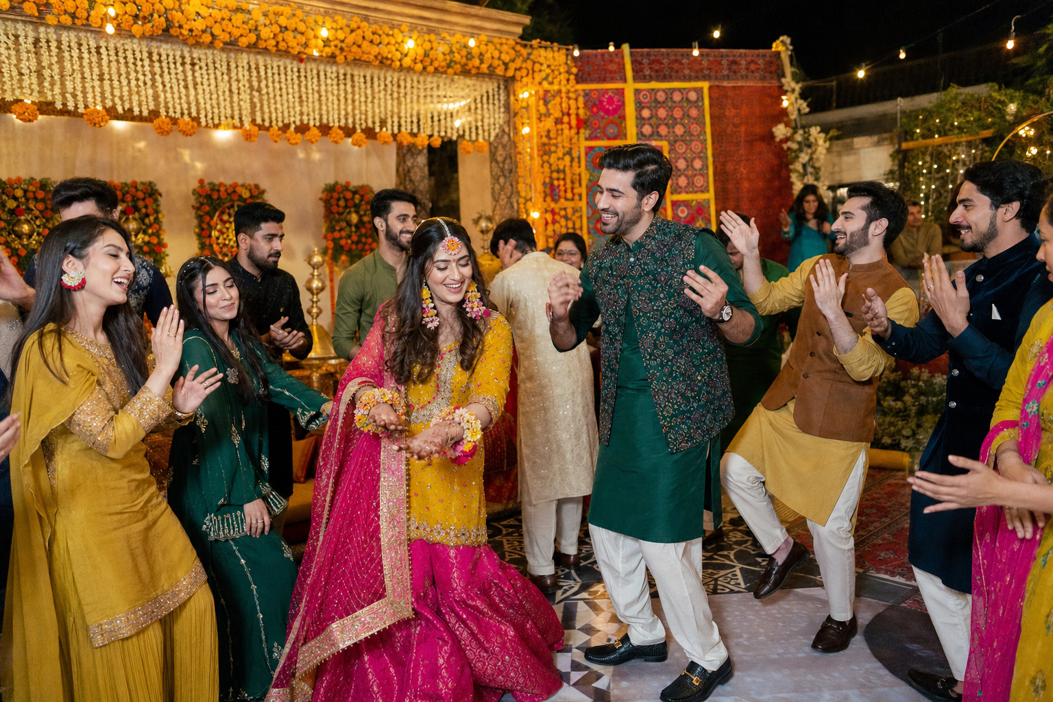 Wedding celebration and dancing