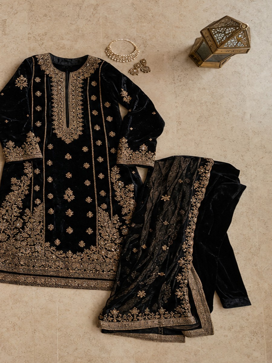 Meher black and gold Pakistani formal