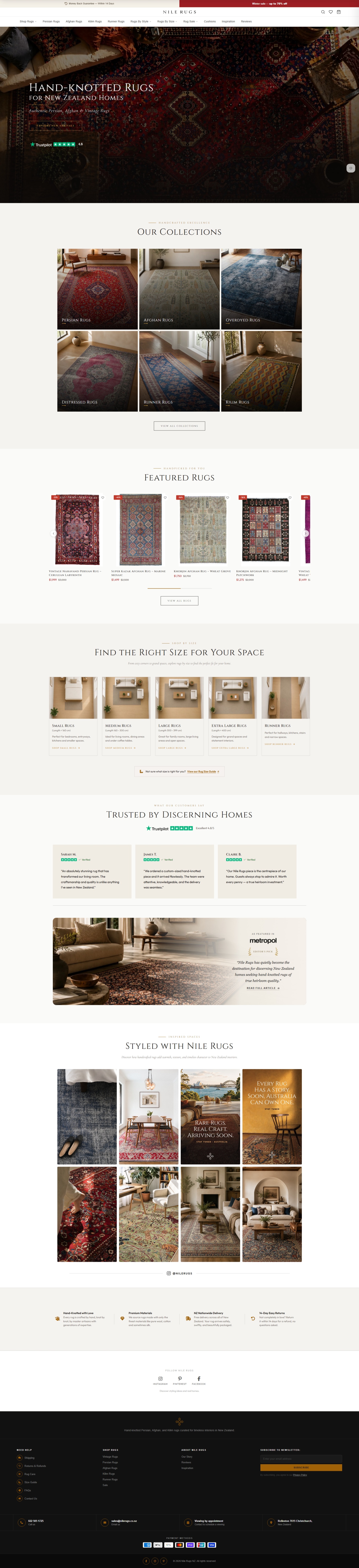 Nile Rugs full homepage screenshot