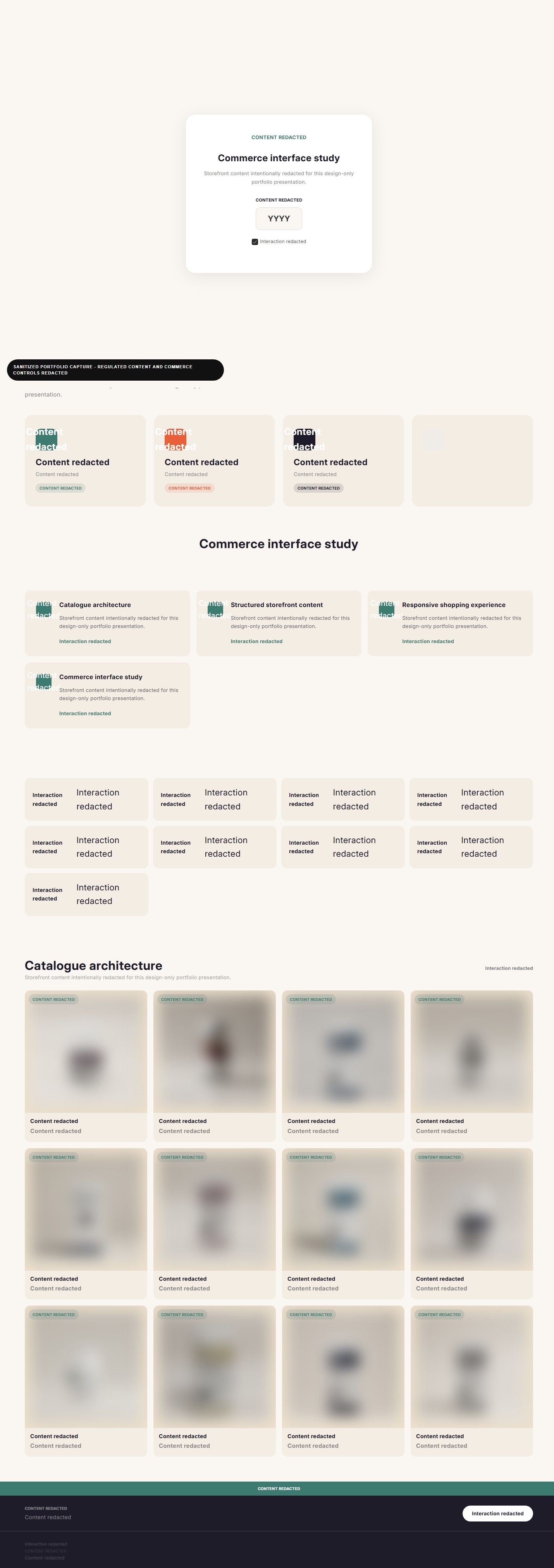 Regulated Performance Commerce sanitized homepage design capture